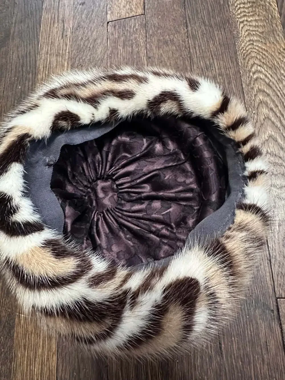 Vintage Real Fur Animal Print Beret Hat